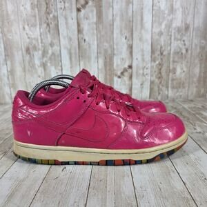 Nike Dunk Low Hot‎ Pink Patent Leather Rainbow Sole Sneakers Size 9.5